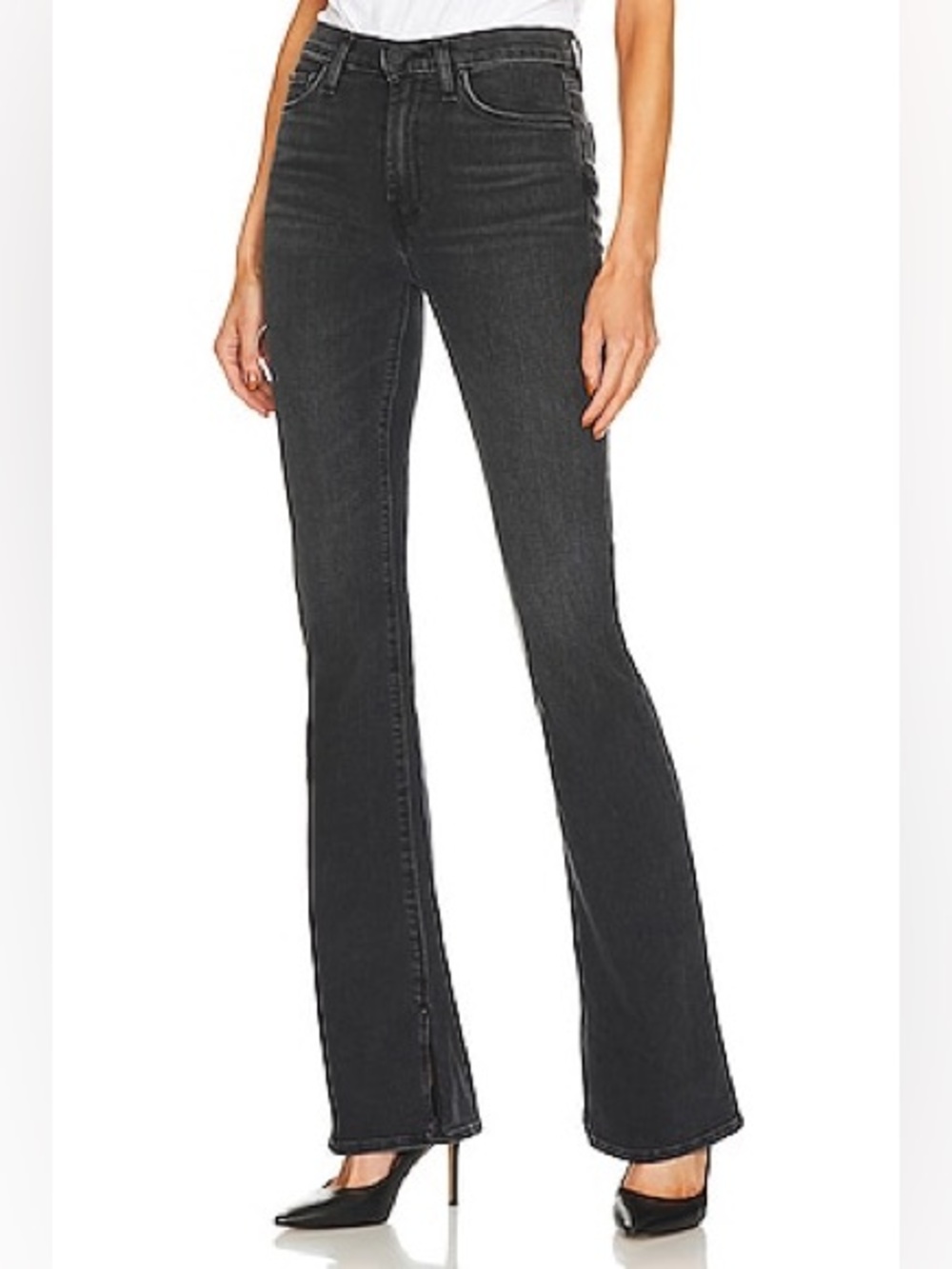 Hudson Jeans Black High-Rise Flare Wide-Leg